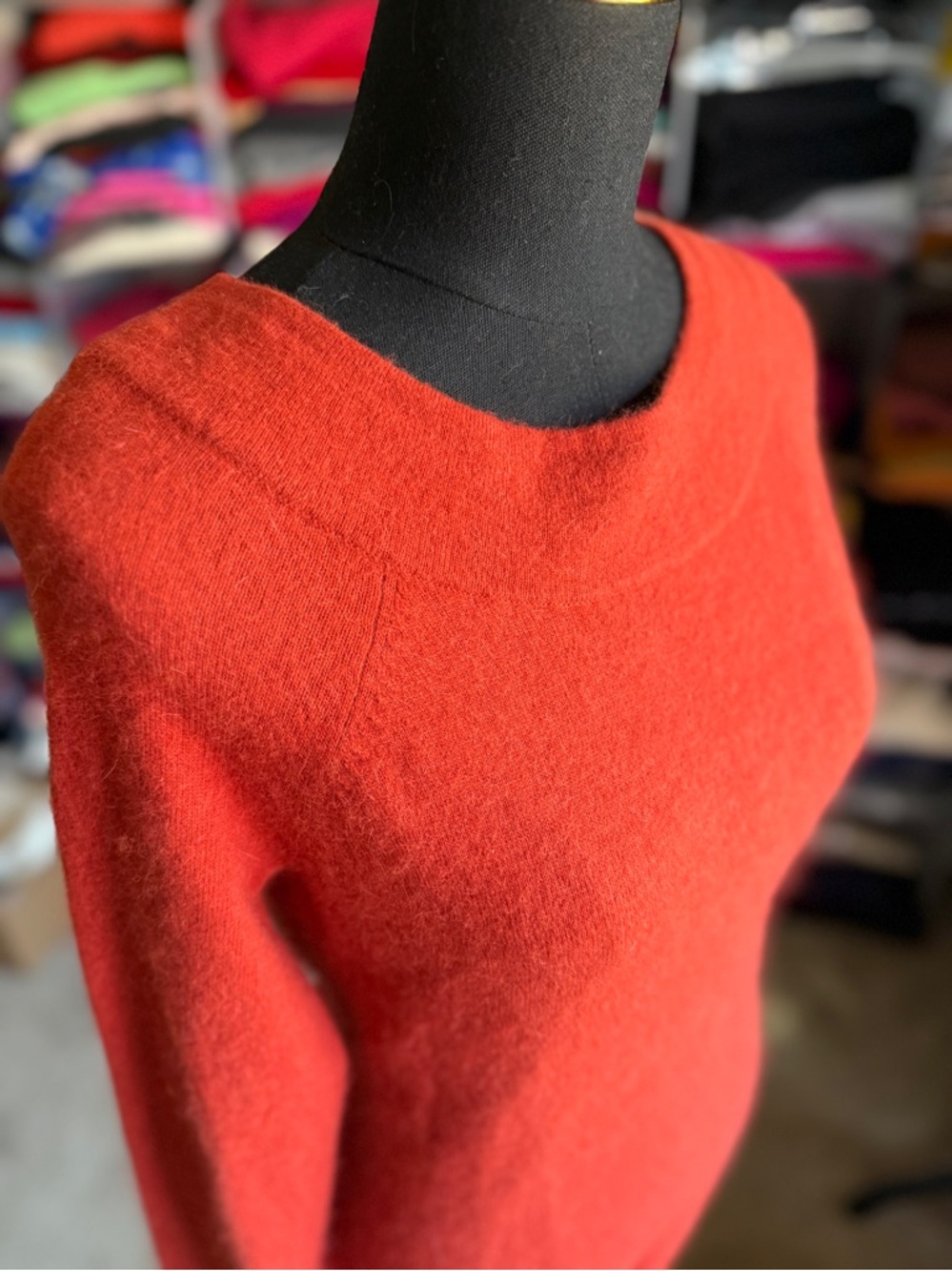 Sarah Spencer Vibrant Orange- Red Scoopneck Sweater
